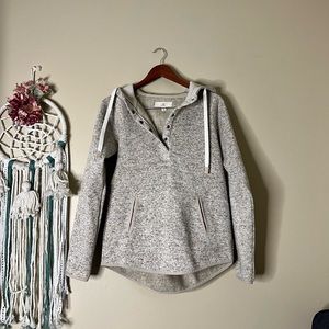 Thread and Supply Hooded Half Zip Sweater Beige Cream Size Medium